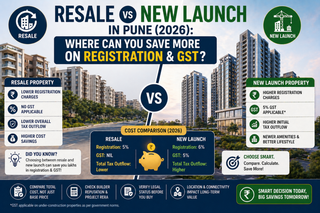 Resale vs New Launch in Pune (2026): Where Can You Save More on Registration & GST?