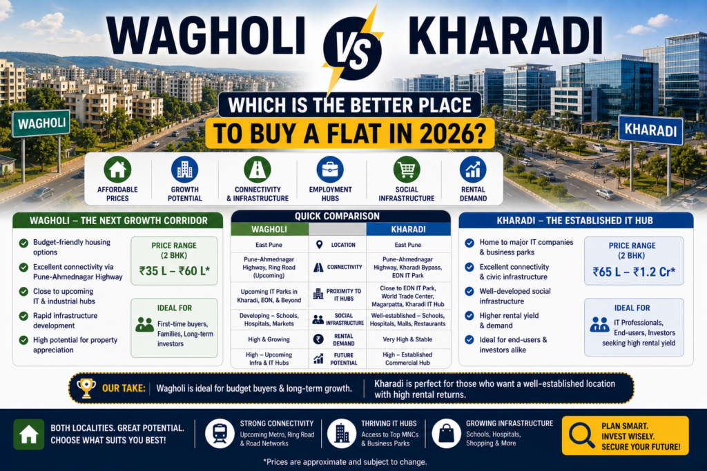 Wagholi vs Kharadi: Which Is the Better Place to Buy a Flat in 2026?