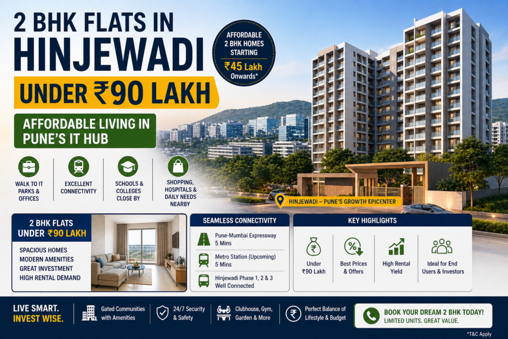2 BHK Flats in Hinjewadi Under 90 Lakh – Affordable Living in Pune’s IT Hub